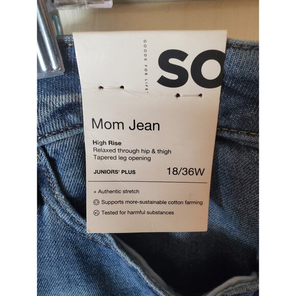SO High Rise Mom Jeans Juniors Size 18, NWT - Picture 5 of 6